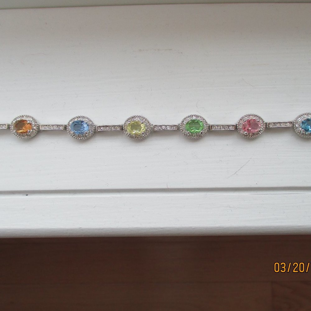 Multicolor Crystal and Metal Bracelet